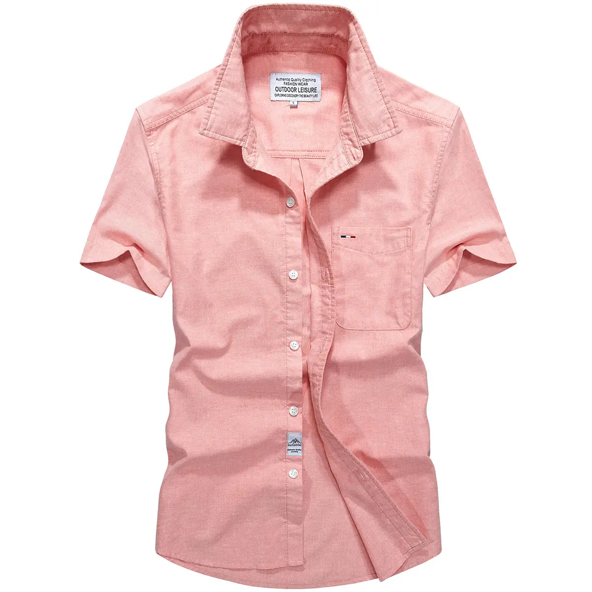 2022 Men's Classic Fit Legend Wash Oxford Shirt Tactical Pink Color Shirt in Short Sleeve for Men