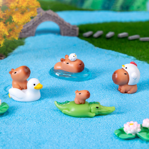 Figurines de Capybara Mignonnes en Résine – Ensemble de Décoration Animale pour Micro-Paysages, Jardins Féériques et Dioramas de Table de Sable - Product Image 2