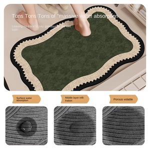 Tappetino da Bagno Hapton in Stile Retrò Francese, Forma Aliena in Camoscio Tinta Unita, Assorbente e Antiscivolo per Porta del Bagno - Product Image 4