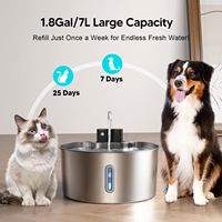 Fontaine à eau intelligente pour animaux de compagnie Elecpet, en acier inoxydable, avec alimentation USB/Type-C, induction sans fil, capteur silencieux, 7L grande capacité pour chien et chat
