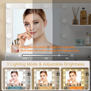 Phòng ngủ hiện đại 5-ngăn kéo trang điểm Vanity bàn với Gương điều chỉnh độ sáng bàn trang điểm với 3 chế độ màu đèn - Product Image 2