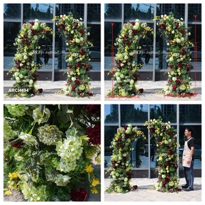 New Wedding Trend Silk Green red Flowers Arrangement <b>Hydrangea</b> Flower Arch Event Home Party Decoration - Product Image 3