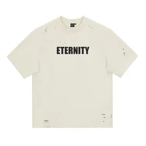 Camiseta vintage en blanco 300 GSM 100% camisetas de algodón, Camiseta holgada lisa, camiseta desgastada de gran tamaño para hombres