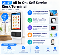 Terminal POS Layar Sentuh Kios Swalayan All-in-One 21,5 Inci dengan Printer 80mm dan Pemindai Barcode untuk Restoran