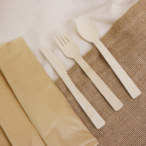 Eco-Friendly 170mm Disposable <strong>Bamboo</strong> Salad Cutlery Natural Food Grade Wooden Spoons With Plastic Good Price For Family Use