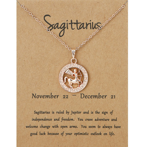 Collana con Ciondolo Segno Zodiacale in Lega, 12 Costellazioni, Aquario, Leone, Scorpione, Toro, Bilancia, Stella Guardiana - Product Image 4