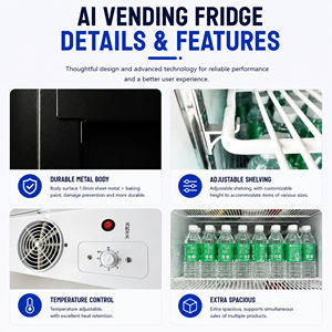 Distributeur automatique commercial intelligent de snacks et boissons, kiosque de vente au détail, refroidisseur de boissons 0-10°C, réfrigérateur distributeur IA autonome - Product Image 3