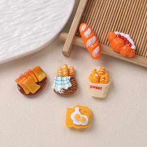 Egg Toast Food Play Series Cream Glue Resin Food Hairpin Food Play DIY Resin Refrigerator Sticker Resin Crafts for Decoration