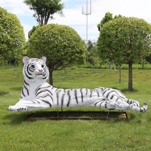 Jardín Animal Escultura Fibra de vidrio Gran exterior Estatua de tigre blanco para la venta - Product Image 5