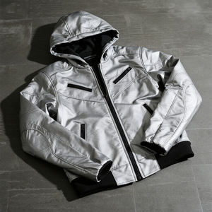 Sweat à capuche argenté à fermeture éclair pour hommes, sweat à capuche en <span class=keywords><strong>kevlar</strong></span> pour la sécurité et le style de l'équitation - Product Image 1