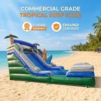 Toboggan aquatique gonflable double piste de qualité commerciale, thème tropical, en PVC 0,55 mm certifié EN14960, pour location, thème arbre, garantie 3 ans