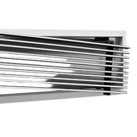 Grille de sortie d'air conditionné central linéaire à cadre étroit en ABS noir, carrée, moderne, à couche unique, avec persiennes intégrées