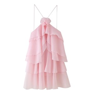 Offre Spéciale décontracté été Slip robe pour femmes 5 couleurs avant fleur bretelles Spaghetti Maxi longueur tissé sans col naturel solide - Product Image 2