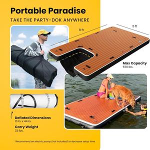 Plataforma Flotante Inflable Ecológica y Duradera para Jugar en el Agua, Escalera Plegable de Color Madera, Plataforma Flotante para Piscina, para <span class=keywords><strong>Perros</strong></span> - Product Image 4