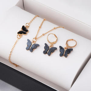 Butterfly Jewelry <b>Set</b> Gold Plated Alloy Necklace Earrings <b>Bracelet</b> Women's Party Cute Fashion Jewelry - Product Image 4