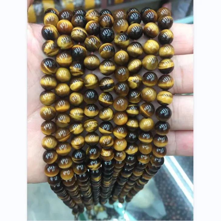 2024 Wholesale 8mm Natural Beads Brown Tiger Eye Fashion Loose Beads For DIY Bracelet For Jewelry Making hot sale