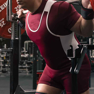 Tùy chỉnh màu đen in 85% Polyester và 15% Spandex unisex PowerLifting SINGLET - Product Image 2