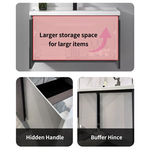 Juego de muebles de baño de buena calidad, armario de almacenamiento delgado de aluminio espacial, baño <span class=keywords><strong>con</strong></span> <span class=keywords><strong>espejo</strong></span> de lavabo integrado <span class=keywords><strong>con</strong></span> iluminación - Product Image 5