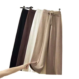 Classical Ladies Autumn New Arrival High Waist Loose Leg Solid Soft <strong>Wool</strong> <strong>Pants</strong> - Product Image 1