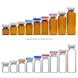 <span class=keywords><strong>Mini</strong></span> flacons en verre ambré 5ml 10ml 20ml bouteilles d'ampoule d'huile de sérum d'injection avec couvercle et bouchon en aluminium argenté de 20mm - Product Image 1
