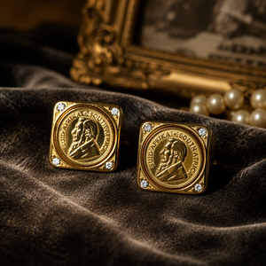 Anillo de sello con diseño de moneda <span class=keywords><strong>Kruger</strong></span> de Sudáfrica, chapado en oro de 18K, de acero inoxidable, cuadrado, de banda ancha y pesada, joyería vintage con moneda para hombre - Product Image 5