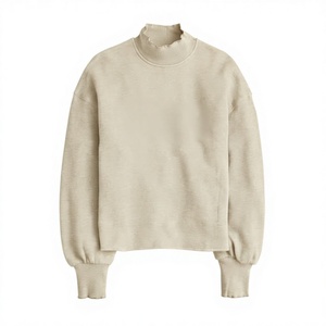 Sweat-shirt à col montant surdimensionné pour femmes avec badge pailleté, coupe ample moderne, streetwear décontracté, vêtements d'hiver - Product Image 1