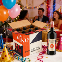 Emballage de luxe personnalisé pour bouteilles de vin en carton ondulé rigide, robuste, réutilisable, avec poignée, revêtement UV, gaufrage, matériaux recyclés
