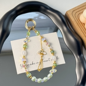 Trung Quốc Phong cách hợp kim hình quạt điện thoại trường hợp móc áo, chuỗi hạt, hoa thủy tinh Keychain, túi pha lê treo trang trí - Product Image 5