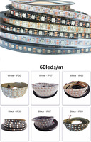 Bande LED RVB adressable WS2812B 5V 30/60/144 LED/m, rétroéclairage TV couleur de rêve, pour jeux et chambre, PCB noir/blanc, contrôle par application, CE RoHS