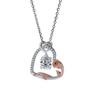 قلادة أنيقة للنساء من الفضة الإسترلينية عيار 925 على شكل قلب مع حجر الموزانيت الأزرق، مجوهرات خطوبة وزفاف من الشركة المصنعة - Product Image 5