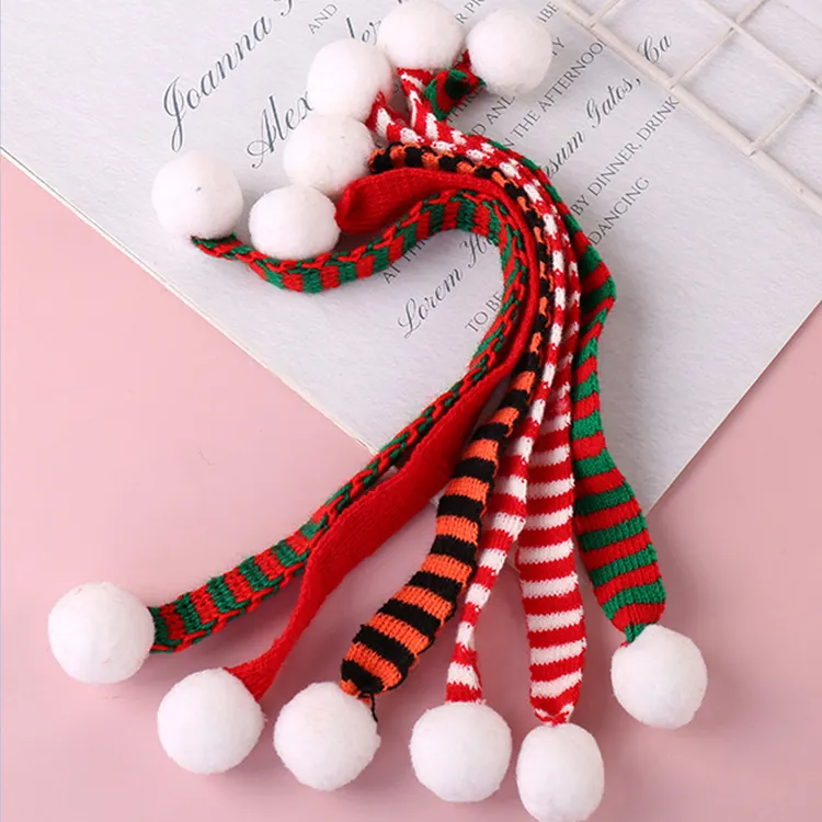 2022 New Collection Wholesale Knitted Cute Mini Elf Doll Christmas Scarf For Toys Pets