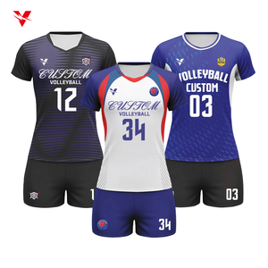 Seragam Voli Lengan Pendek Custom Desain Printing Sublimasi Pakaian Olahraga Bernapas Set Jersey Voli Pria Tim Wv44 - Product Image 1