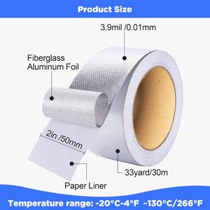 防水ガラス繊維Hvac耐火50mm x 50mアルミホイルテープ - Product Image 4