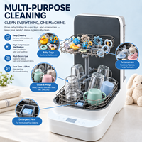 Laveuse-sécheuse automatique intelligente pour service à thé avec commande tactile, séchage à air chaud PTC, design compact, intérieur en acier inoxydable SUS 304, paniers filtrants et couvercles