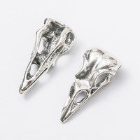 Perle Crâne de Corbeau à Bec Long en Alliage de Zinc pour Coiffure de Tresse de Barbe Viking