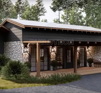 Maison modulaire de luxe en forme de U Maison préfabriquée à toit à double pente avec piscine privée Design et finitions haut de gamme