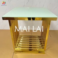 Support de fleurs moderne pour décoration de mariage, table de présentation de gâteaux avec base en acier inoxydable et plateau en verre pour événements, fêtes et hôtels