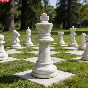 Juego de Esculturas de <span class=keywords><strong>Ajedrez</strong></span> de Mármol Blanco YOUFINE para Decoración de Jardín Exterior - Product Image 2
