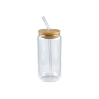 Prix usine Gobelet en verre 16oz avec couvercle en bambou et paille, logo personnalisé, emballage cadeau, compatible lave-vaisselle, design minimaliste pour boissons glacées en gros