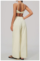 Pantalon de yoga évasé, soutien-gorge de sport blanc, pantalon droit, leggings taille haute, vêtements de sport personnalisés pour femmes