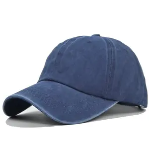 Hochwertige personalisierte individuelles Logo Jean-Papa-Hüte gewaschen beschädigt 100 % Baumwolle 6 Panel alte Cowboy Baseballmütze