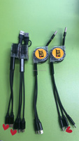 Kabel Pengisian Daya Cepat 5 in 1 / 6 in 1 OEM/ODM Ukuran Besar, Kabel USB Retraktil 1.2m
