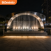 Fontaine moderne en acier inoxydable, rideau d'eau, LED multicolores, décoration de jardin extérieur, place publique, fontaine en acier inoxydable