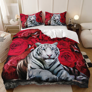 <span class=keywords><strong>Housse</strong></span> <span class=keywords><strong>de</strong></span> <span class=keywords><strong>couette</strong></span> en polyester personnalisée avec photo, imprimée en 3D, écologique, motif <span class=keywords><strong>Tigre</strong></span> Rose Rouge, pour chambre à coucher - Product Image 1