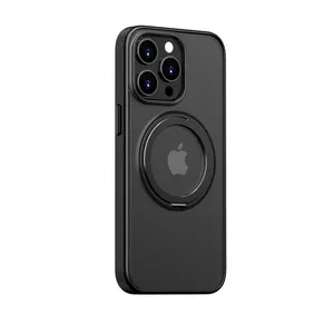 360 rotabile magnetico nero per iPhone 15pro Max custodia opaca anello supporto antiurto per iPhone 15 Pro Max Case