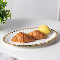 Keramische Europese stijl gouden rand dinerbord restaurant westerse stijl steak fruitsalade bord buffet servies serveerschalen