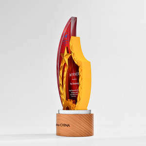 Crystal <b>Trophy</b> Creative Employee Award Laser <b>Engraved</b> Durable Solid Wood Artificial Crystal Conference Awards Business Gifts - Product Image 5
