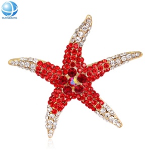 Broches de aleación de estrella de mar de animales hechos a mano con diamantes de imitación para niños, decoración de ropa para damas, regalos de joyería para festivales, espectáculo de fiesta DIY - Product Image 3