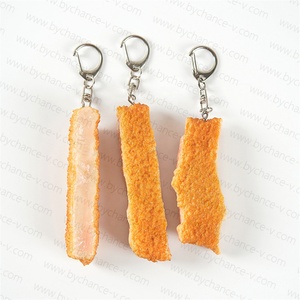 Chất lượng cao thực tế nhân tạo Faux chiên gà Chops fake chiên thịt lợn cutlet Slice Funny Keychain thực tế đùa gags Quà Tặng - Product Image 3