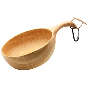 Ensemble de vaisselle en bois de caoutchouc d'extérieur, style nordique, Kuksa, camping, tasse à café en bois, bol à salade, mug - Product Image 3